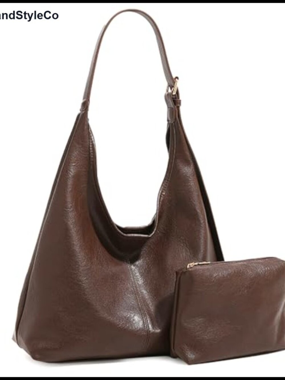 Vegan Leather Slouchy Hobo Bag Set Crossbody Tote 2PC with Coin Purse
